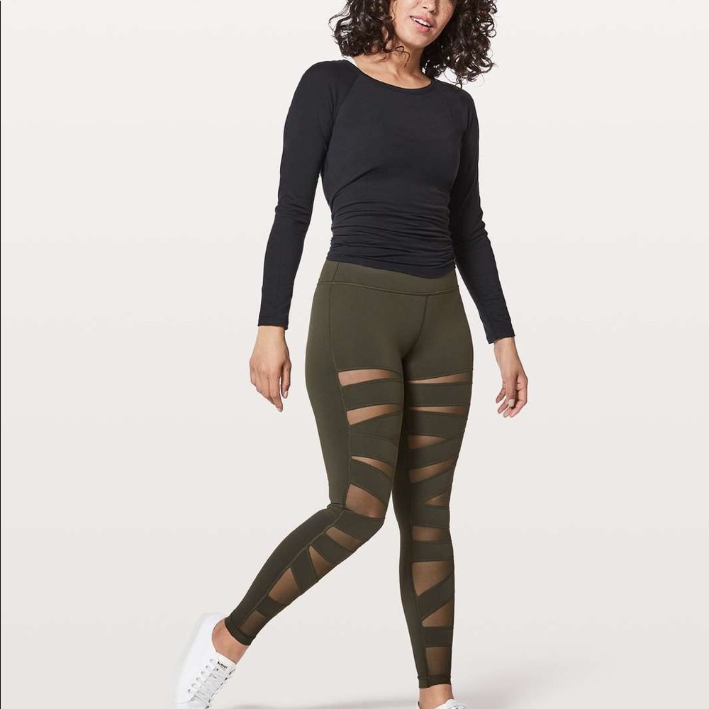 Wunder under tech mesh olive green legging